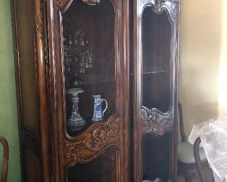 Hand carved armoire china cabinet