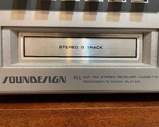 Vintage Soundesign AM/FM stereo receiver/cassette recorder/8 track player/turntable with dustcover