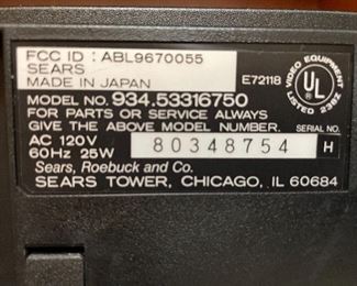 Vintage Sears and Roebuck VCR