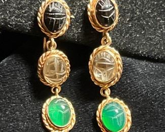 009 14k Gold Egyptian Revival Earrings