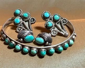 028 Turquoise Earrings  Bracelet