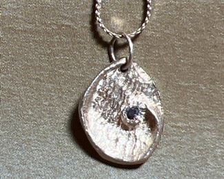 035 Sterling  Sapphire Pendant