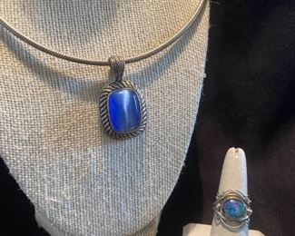 263 Blue iridescent Silver Metal Jewelry