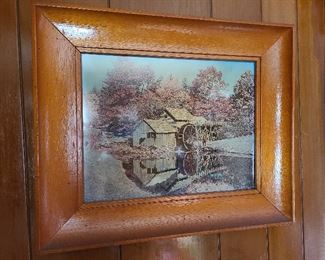 Vintage Mabry Mill photograph in beautiful wooden frame.