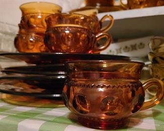 Amber Indiana glass plates and cups
