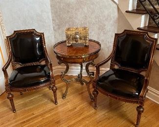 Theodore Alexander table with brass legs