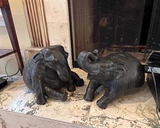 Pair bronze elephants