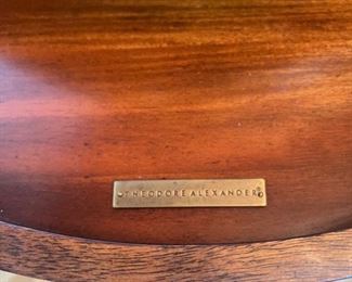 Theodore Alexander one drawer table with brass legs