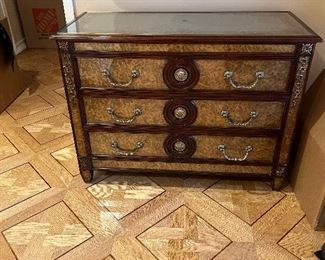 Eglomise Theodore Alexander glass insert dresser