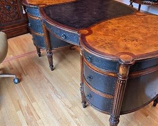 Beautiful Theodore Alexander leather top and leather accented desk