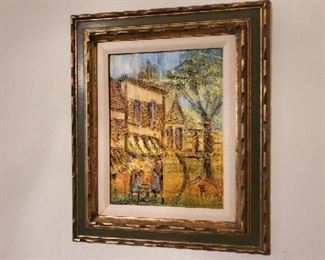 Impasto style oil painting on board - 12" x 16" frame 20" x 23" - $95