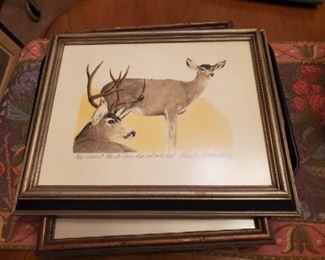 Desert Mule Deer lithograph - hand colored #ed 11/30 - signed Charles Beckendorf - $125