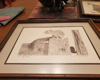 Squirrel lithograph - #ed 218/750 - signed Charles Beckendorf - $95