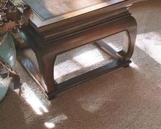 pair of Asian style Burl Walnut end tables 18" x 18" x 13" tall - $190 for pair 