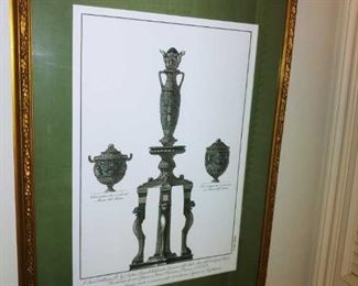 pair of Cavalier Piranesi Candelabra framed prints - $275 for the pair (original price tag shows $339 each) 