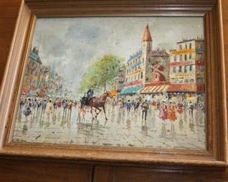 original watercolor painting Moulin Rouge Paris France - signed lower left corner - 12" x 15" frame 15" x 18" - $225