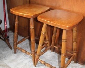 2 WOOD STOOLS