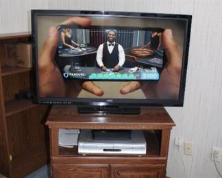 TV STAND, TV, DVD/CD PLAYER