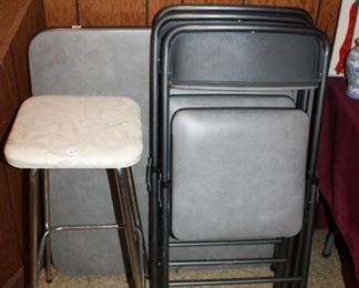 CARD TABLE & CHAIRS, STOOL