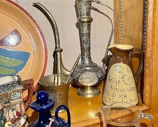 Decorative Ornate Brass Pitchers, Royal Doulton Oliver Twist Pitcher