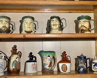 Vintage Toby Mugs by Kingston Pottery, Royal Doulton Jug
