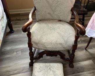 Antique chair and ottoman