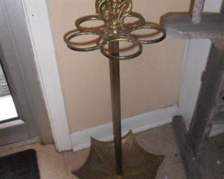 Brass Umbrella stand with dragon handle.