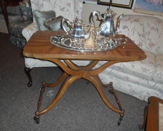 Tea Cart and Silver Plate tea set