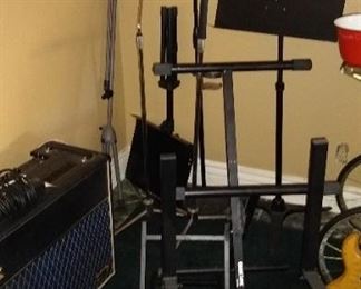 Microphone stands, music stands, amplifier stands