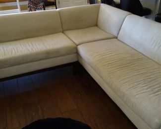 5 Piece cream colored microfiber sectional sofa set