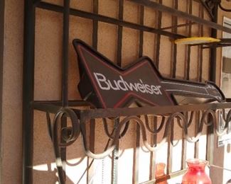 Wine rack, Budweiser bar sign