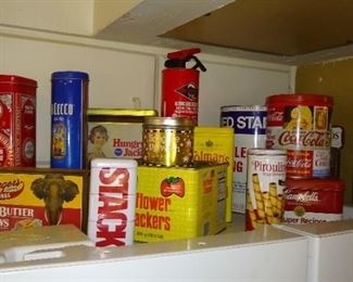 Assorted decorative food tins