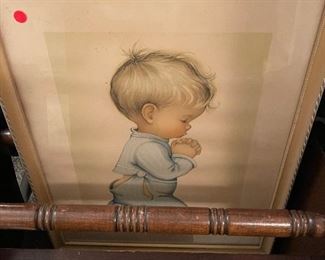 Adorable vintage praying children framed prints 