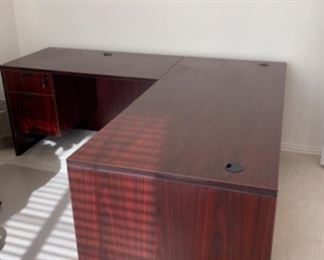 L-Shaped Desk with File Cabinet that locks
