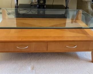 Coffee Table Beveled Tempered Glass Top