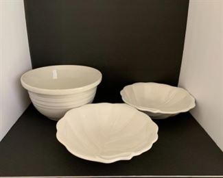 A. Santos White Cabbage Leaf Bowls.                                          Roseville Ohio Large Mixing Bowl