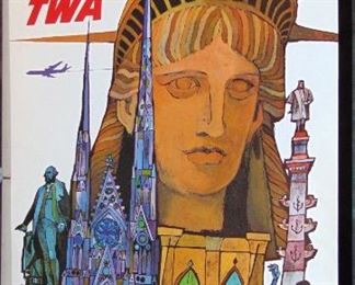 FLY TWA NEW YORK TRAVEL ADVERTISING POSTER