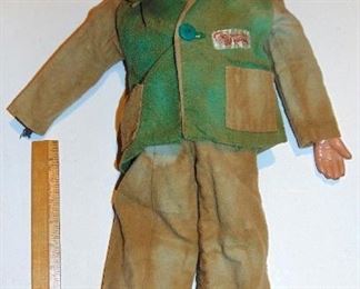 VINTAGE TOY - JERRY MAHONEY VENTRILOQUIST DOLL -missing one hand - T.V. CHARACTER