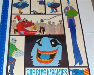 VINTAGE ROCK-n-ROLL MUSIC POSTER - THE BEATLES, THE BLUE MEANIES