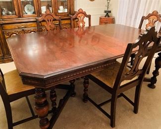 Antique Walnut Dining Table and Chairs.  Fully Restored.