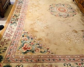 Fine Room Size Chinese Aubusson Rug in Soft Yellow.