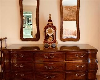 White Furniture Co French Provencal 9 Drawer Chest and Matching Mirrors
