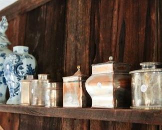 English silver plate tea caddies