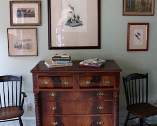 Audubon Grafs Finch & Antique Mahogany Chest