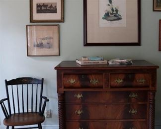 Audubon Grafs Finch & Antique Mahogany Chest