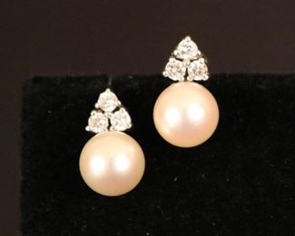 Tiffany & Co. diamond & pearl earrings