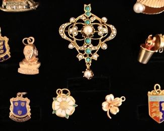 9, 14 & 18k gold pins & charm