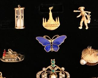 9, 14 & 18k gold pins & charm