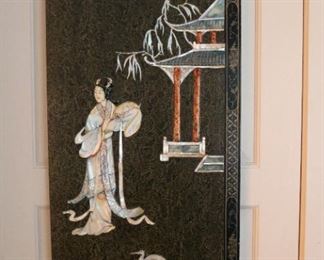 Japanese hardstone 4 panel screen