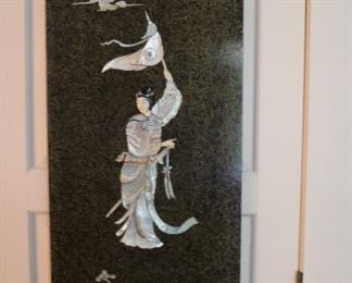 Japanese hardstone 4 panel screen